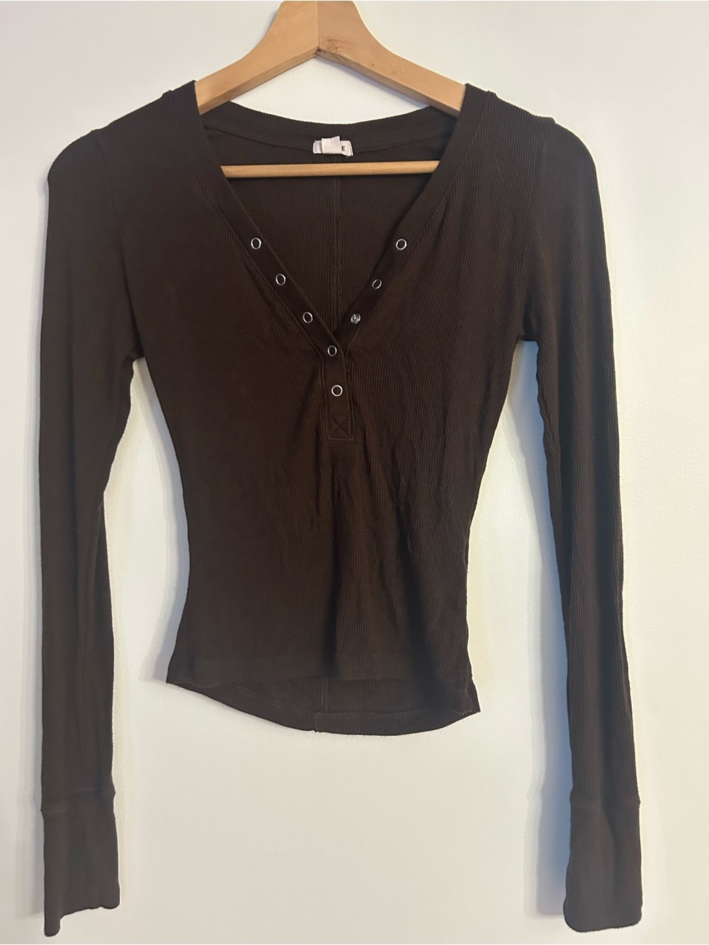 🌹5 for $50🌹Long-Sleeve V-Neck Thermal Top in Dark Brown